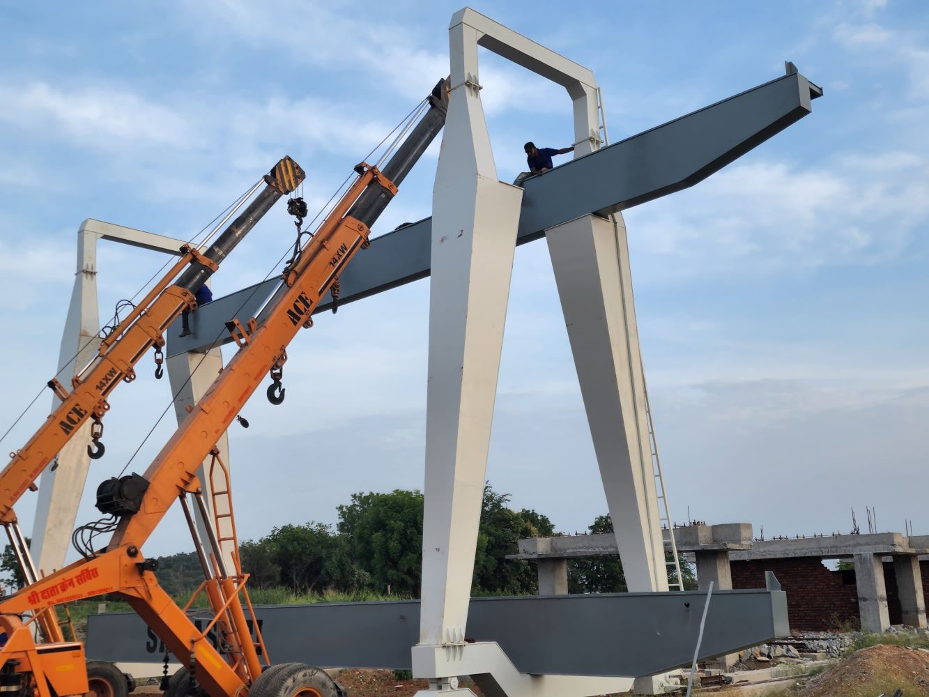 Modern industrial facility with steel shade