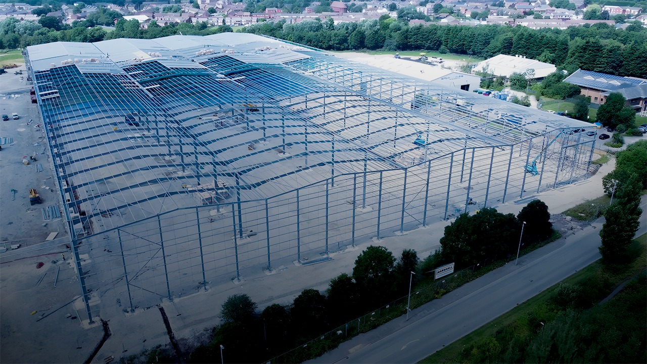 Worksite of Pre-Engineered Steel Building by PEB Manufacturers in India